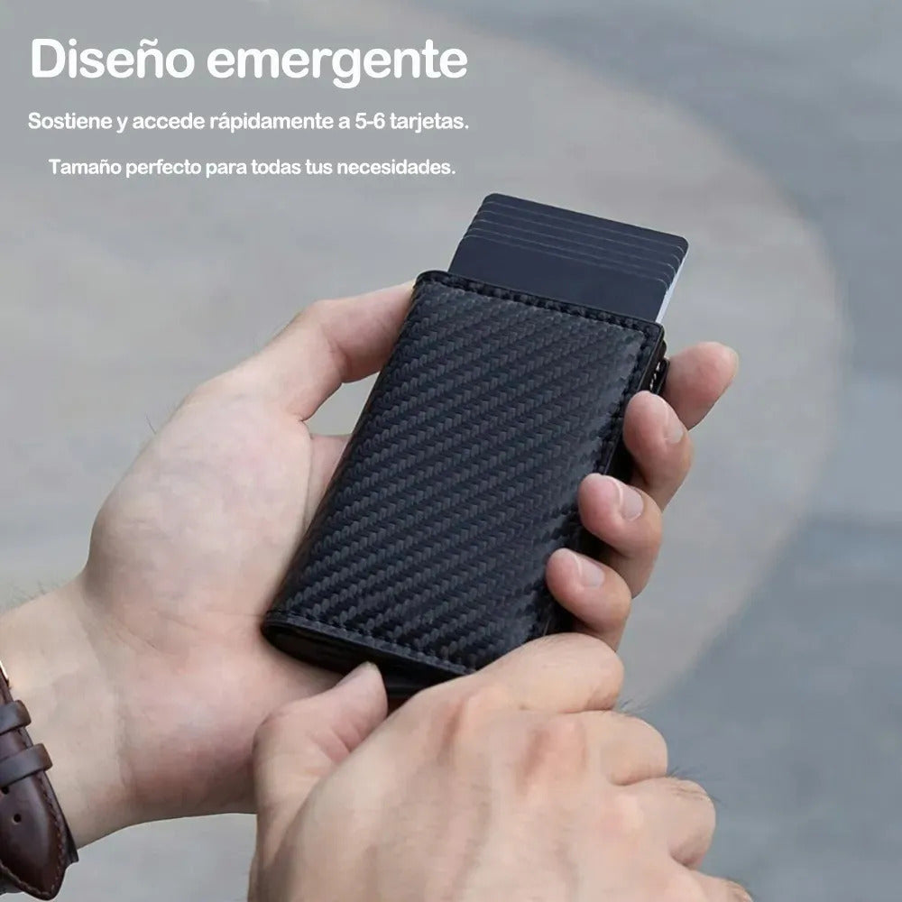 Billetera 1 Ranura Fibra de Carbon Negro