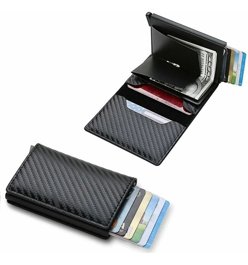 Billetera 1 Ranura Fibra de Carbon Negro